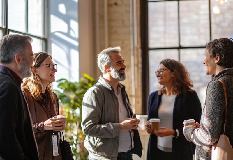 Community leaders talking together over coffee